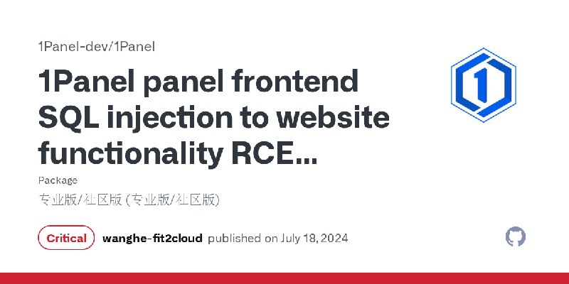 1Panel panel frontend SQL injection to website functionality RCE vulnerability
