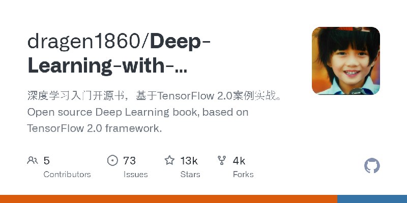 GitHub - dragen1860/Deep-Learning-with-TensorFlow-book: 深度学习入门开源书，基于TensorFlow 2.0案例实战。Open source Deep Learning book, based on…