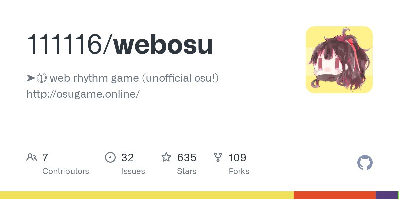 GitHub - 111116/webosu: ➤⓵ web rhythm game (unofficial osu!) http://osugame.online/