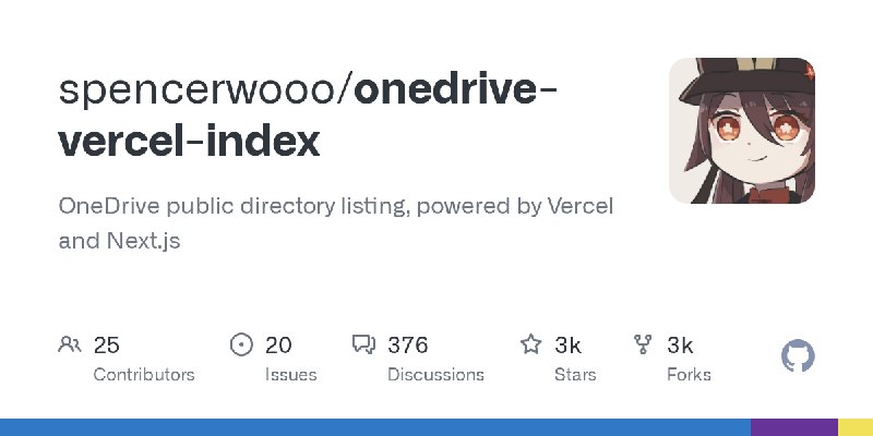 GitHub - spencerwooo/onedrive-vercel-index: OneDrive public directory listing, powered by Vercel and Next.js