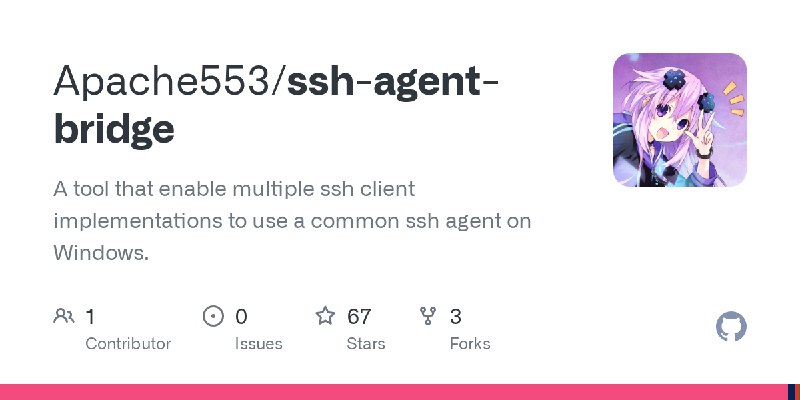 GitHub - Apache553/ssh-agent-bridge: A tool that enable multiple ssh client implementations to use a common ssh agent on Windows.