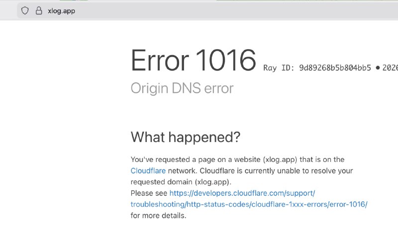 xlog.app 主站 error 1016 已一周了，可以视为是完全关站了