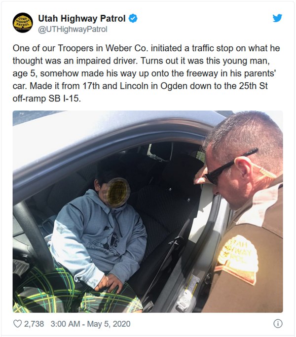 5岁熊孩子开车上高速 原因竟是要去买兰博基尼消息来源: