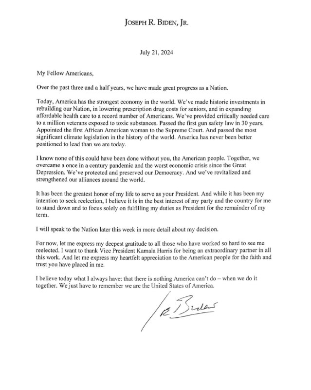 Joe Biden 宣布退选