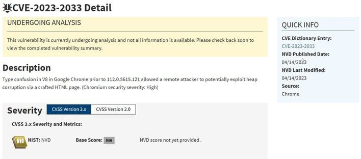 重要: 近日，谷歌发现 Chrome 浏览器存在一个严重的安全漏洞，该漏洞已经被黑客利用，可能导致用户的数据和电脑受到损害