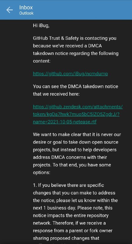 GitHub 即将屏蔽 ncmdump 仓库（网易云音乐 ncm 格式解密工具）消息来源: 