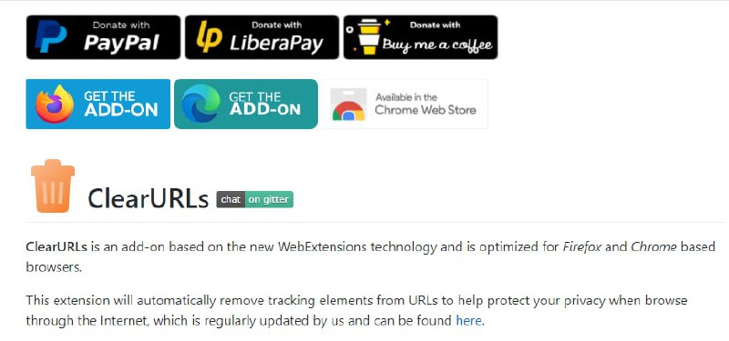 ClearURLs：浏览器 #插件 ，用来去掉网址后面没用的“尾巴”，更好地保护隐私消息来源: 