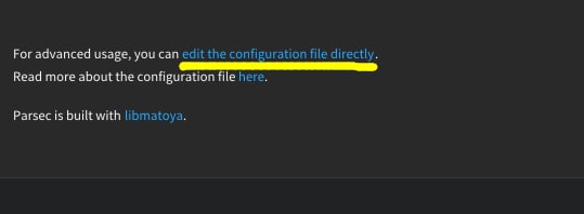 #技巧 最近被移动宽带搞了用不了 Parsec，网上一搜才发现 Parsec 的请求可以走代理，只不过没做在界面里（设置页最下方 edit configuration file，然后直接粘贴：app_proxy=1app_proxy_address=127.0.0.1app_proxy_scheme=
