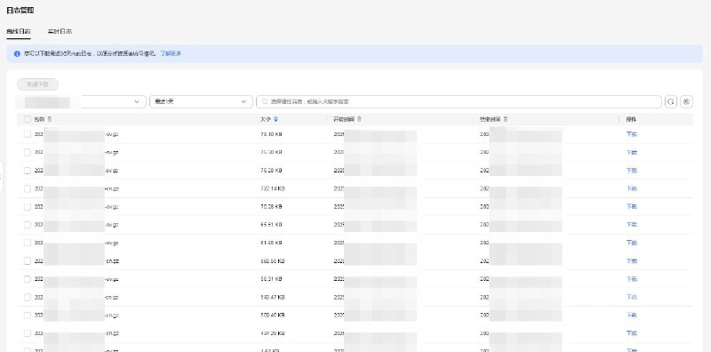 Vincy SHI:华为云的日志列表，按照日志大小排序，是字符串的字典序而非数值序，114 MB < 514 KB