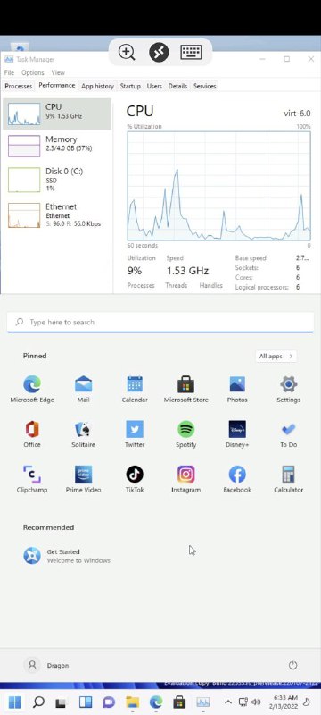 Pixel 6 的 Android 13 DP1 固件中加入了新的虚拟机框架，而且性能相当接近原生硬件水平